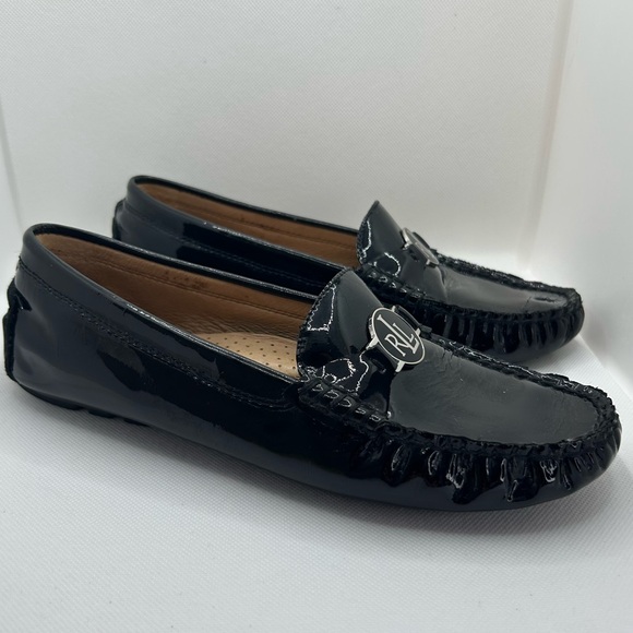 Lauren Ralph Lauren Carley Slip-on Loafers Driving Style Black Patent Leather. - Picture 7 of 12